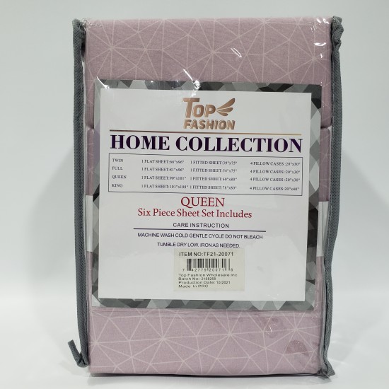 QUEEN SIZE SIX-PIECE PRINTED BED SHEET 8PC/CS